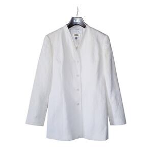 NEW TALBOTS WHITE TEXTURED ITALIAN COTTON PIQUE JACKET COAT JAPAN MADE 46 12 LG